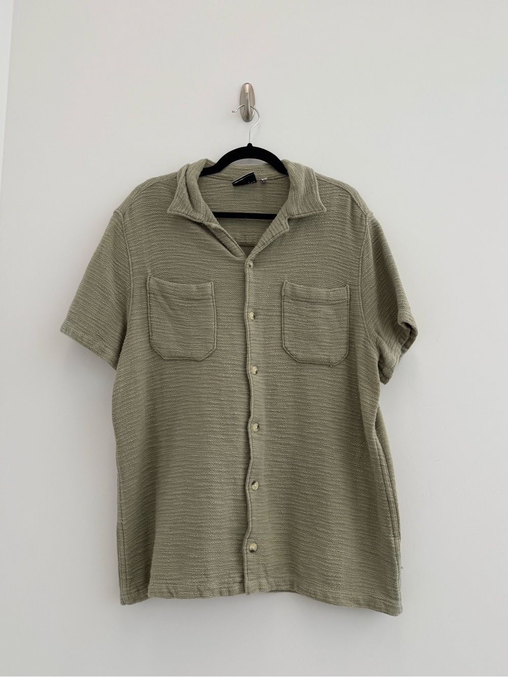 Sage Textured Knit Resort Shirt | Coastal Minimalist Button Up